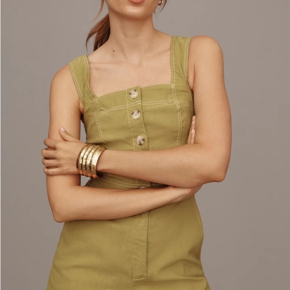 NWT Anthropologie Maeve Portside Romper, Olive Green, Size 2